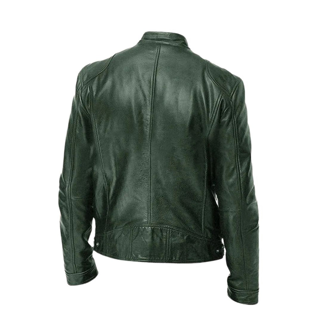 Men's Casual Zipper Jacket with Stand Collar and Functional Pockets