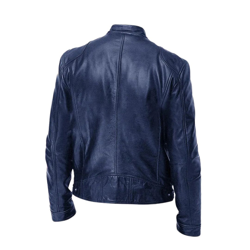 Men's Casual Zipper Jacket with Stand Collar and Functional Pockets