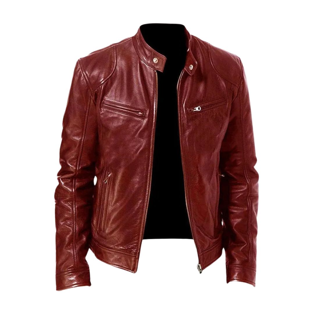 Men's Casual Zipper Jacket with Stand Collar and Functional Pockets