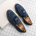 Men's Slip-On Loafers with Tassel Detail and Contrast Stitching