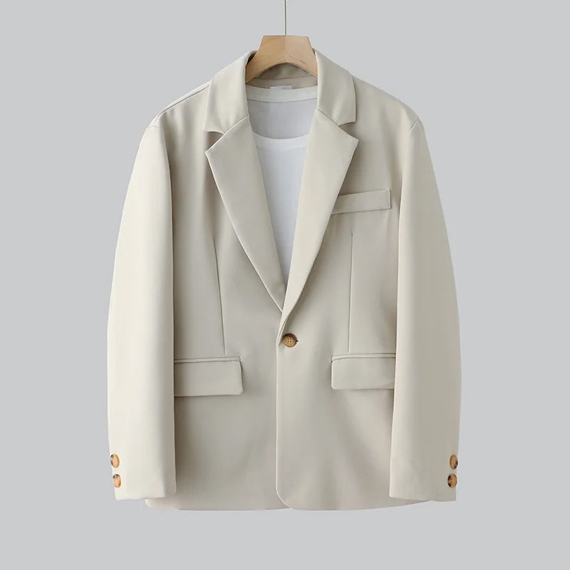 Men's Relaxed Two-Piece Set with Blazer and Straight-Leg Trousers