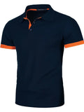 Men's Short-Sleeve Polo Shirt with Contrast Placket and Cuffs