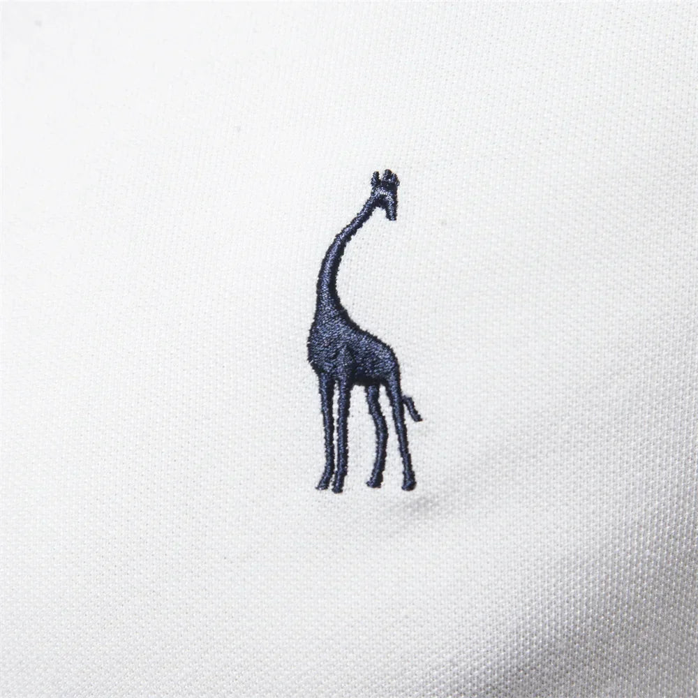 Men's Short-Sleeve Polo Shirt with Chest Logo and Button Placket