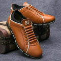 Men's Casual Lace-Up Sneakers with Contrast Stitch Sole Design