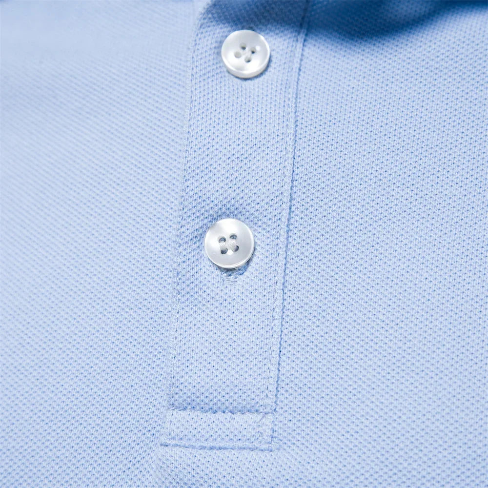 Men's Short-Sleeve Polo Shirt with Stripe Trim and Chest Logo