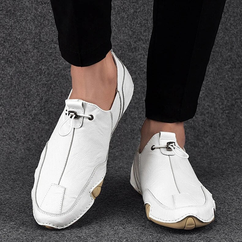 Men's Slip-On Loafers with Elastic Side Panel and Toggle Closure