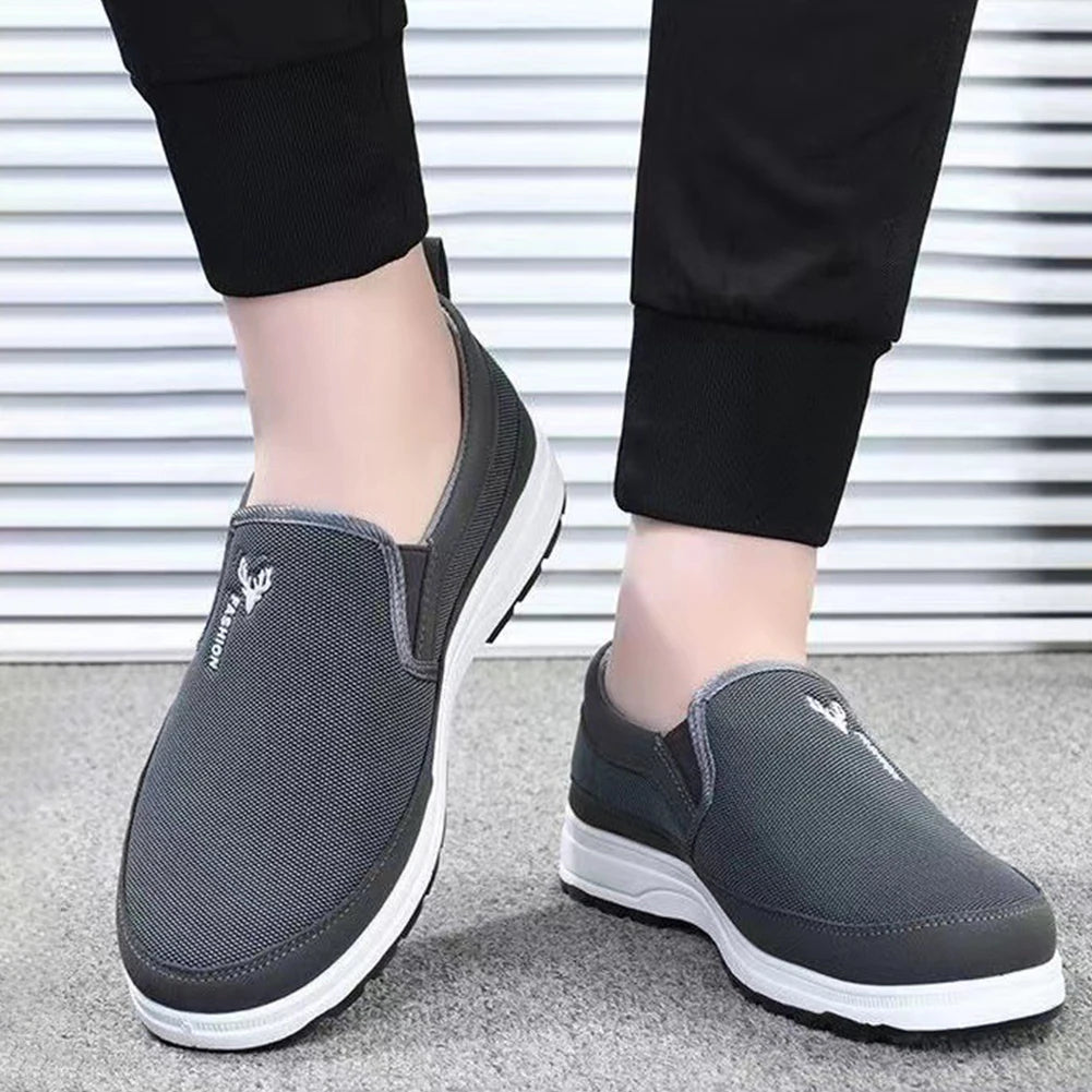Men's Slip-On Walking Shoes with Cushioned Sole and Grip Outsole